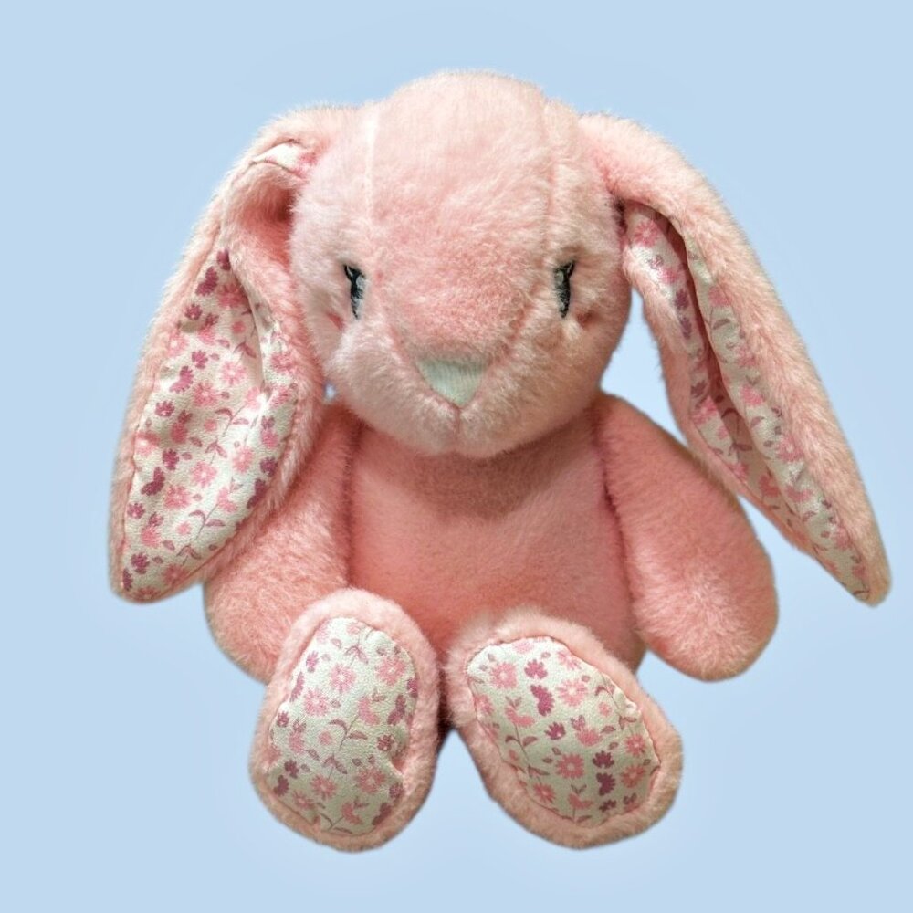Carried Away Pink Easter Bunny Rabbit Plush Floral Feet Ears 11 Inch Soft Lovey